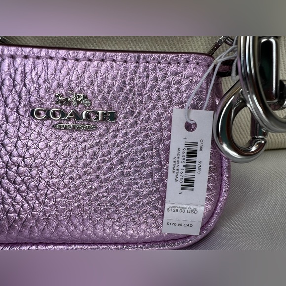 COACH MINI NOLITA BAG CHARM- METALLIC LILAC CP360 NWT - Picture 4 of 5